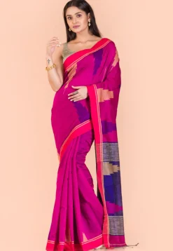 Handloom Cotton Saree in Magenta