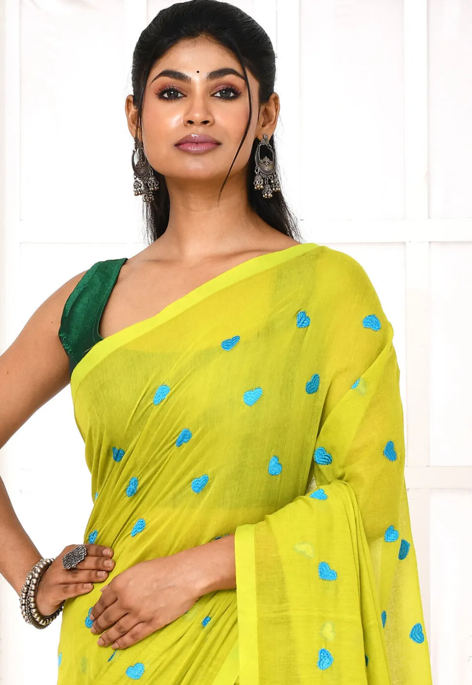 Handloom Cotton Saree in Light Green