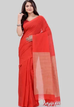 Handloom Cotton Saree in Red