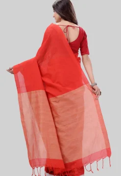 Handloom Cotton Saree in Red