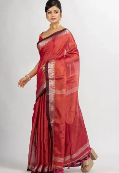 Handloom Cotton Saree in Fuchsia