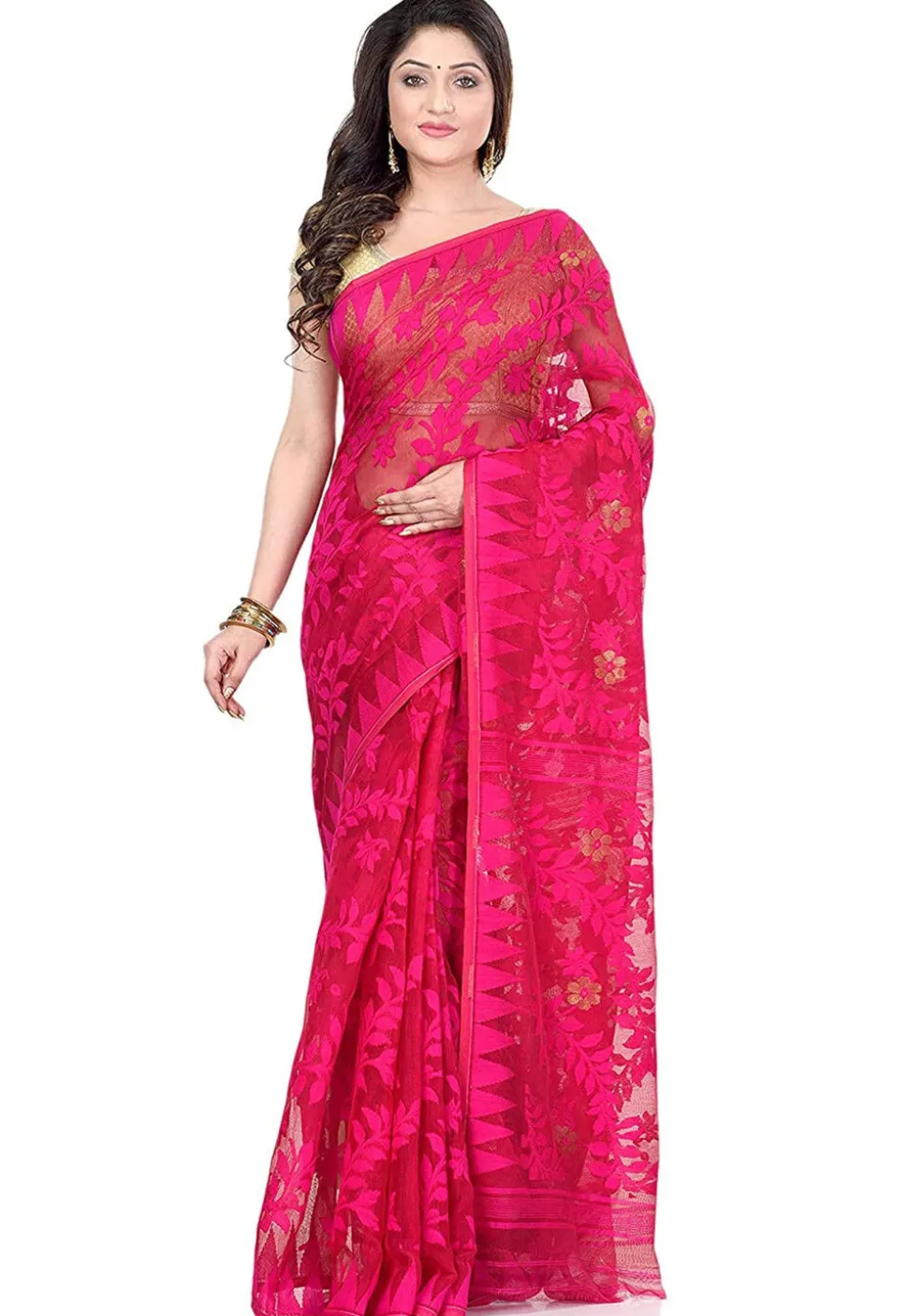 Handloom Cotton Saree in Fuchsia