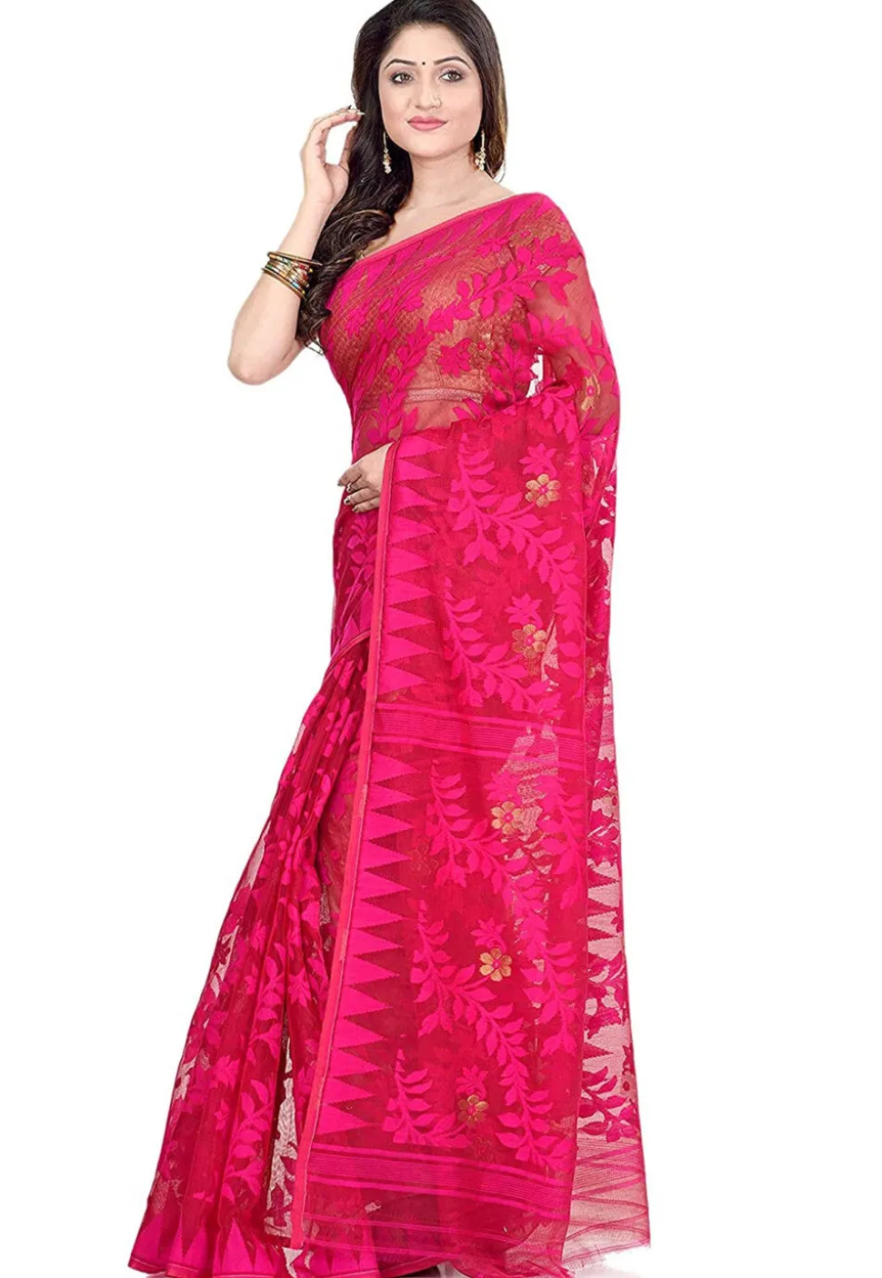 Handloom Cotton Saree in Fuchsia