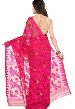 Handloom Cotton Saree in Fuchsia