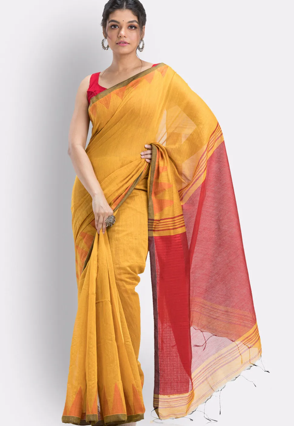 Handloom Cotton Saree in Yellow
