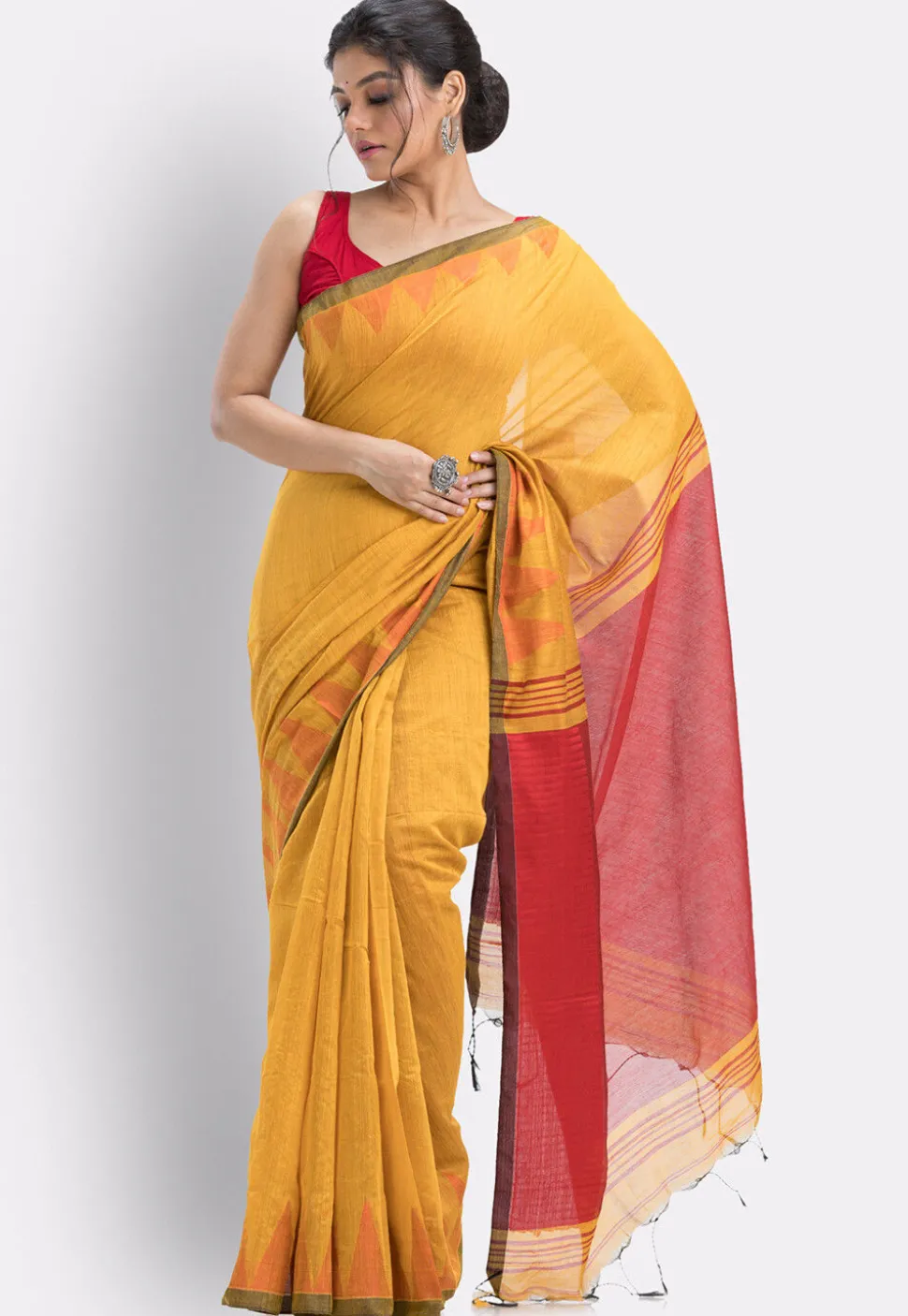 Handloom Cotton Saree in Yellow