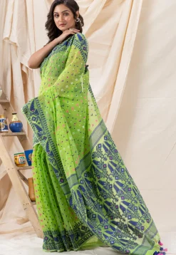 Handloom Cotton Saree in Light Green