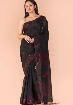 Handloom Cotton Saree in Black