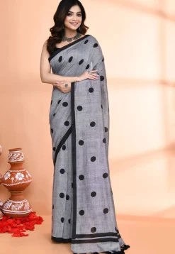 Handloom Cotton Saree in Grey