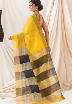Handloom Cotton Saree in Yellow