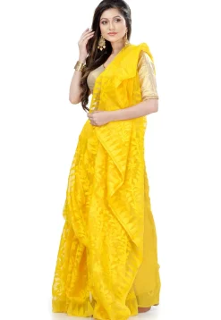 Handloom Cotton Saree in Yellow