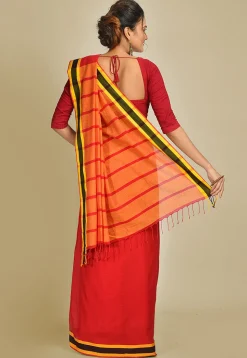 Handloom Cotton Saree in Red