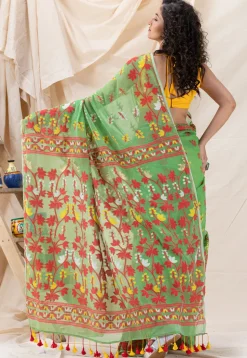 Handloom Cotton Saree in Light Green