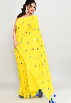 Handloom Cotton Saree in Yellow