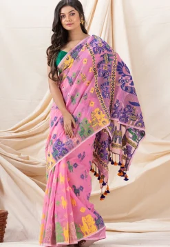 Handloom Cotton Saree in Pink