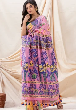 Handloom Cotton Saree in Pink