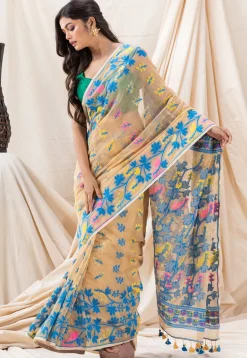 Handloom Cotton Saree in Light Beige