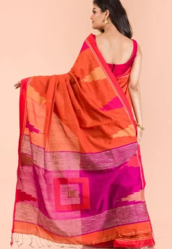 Handloom Cotton Saree in Orange