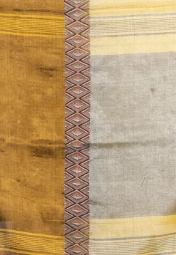Handloom Cotton Saree in Yellow and Dark Beige