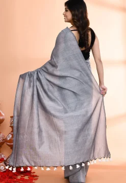 Handloom Cotton Saree in Grey