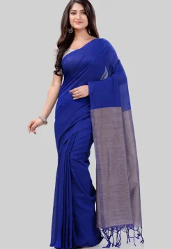 Handloom Cotton Saree in Royal Blue