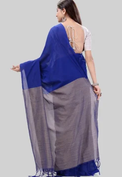 Handloom Cotton Saree in Royal Blue