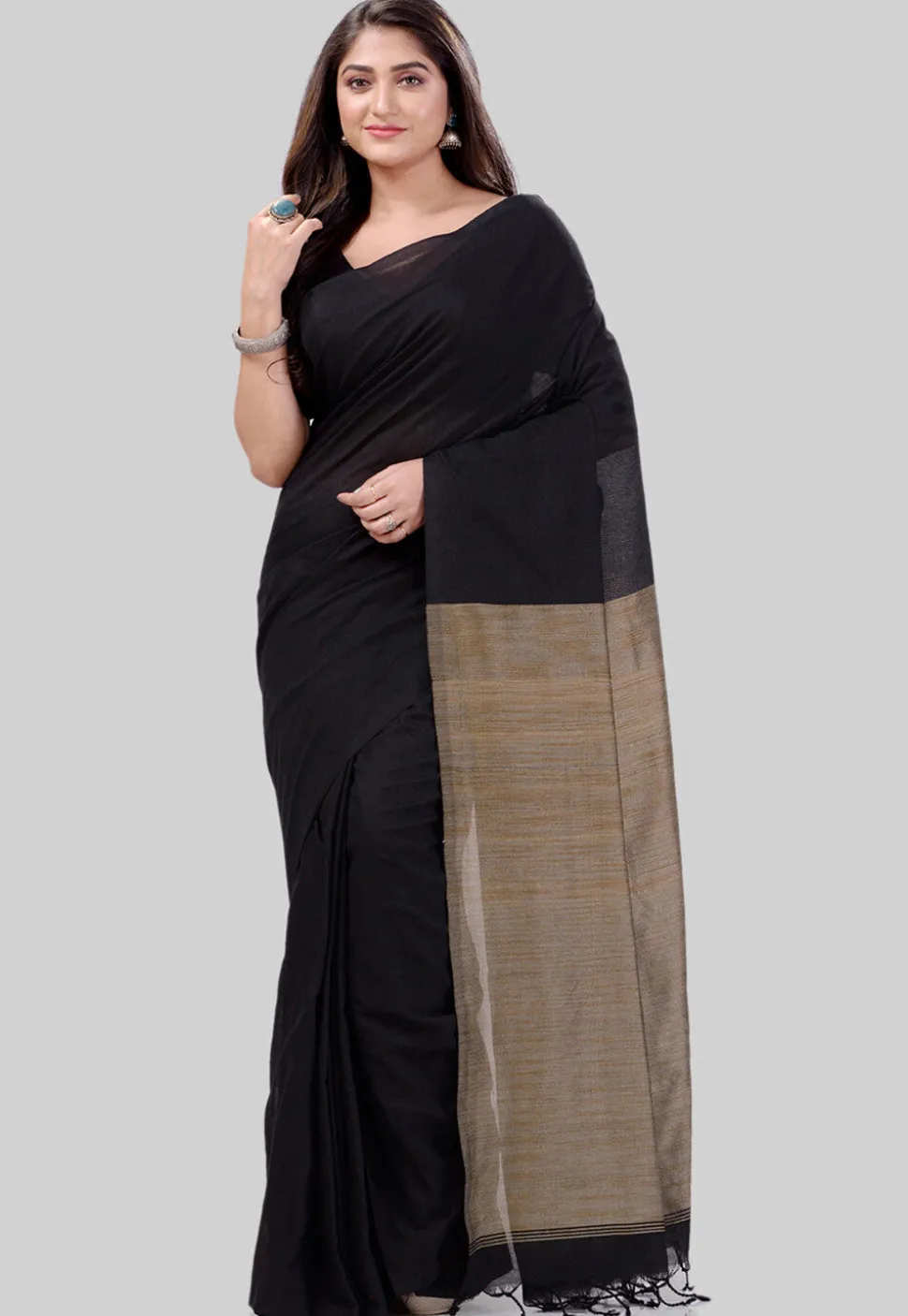 Handloom Cotton Saree in Black