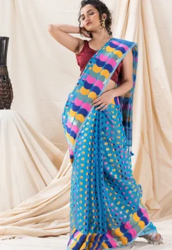 Handloom Cotton Saree in Blue