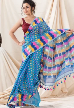 Handloom Cotton Saree in Blue