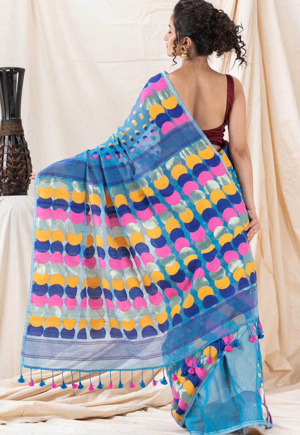Handloom Cotton Saree in Blue