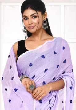 Handloom Cotton Saree in Light Purple