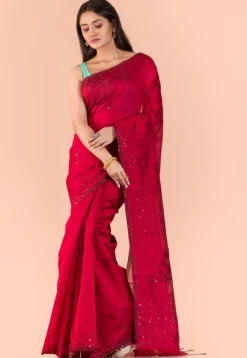 Handloom Cotton Saree in Fuchsia