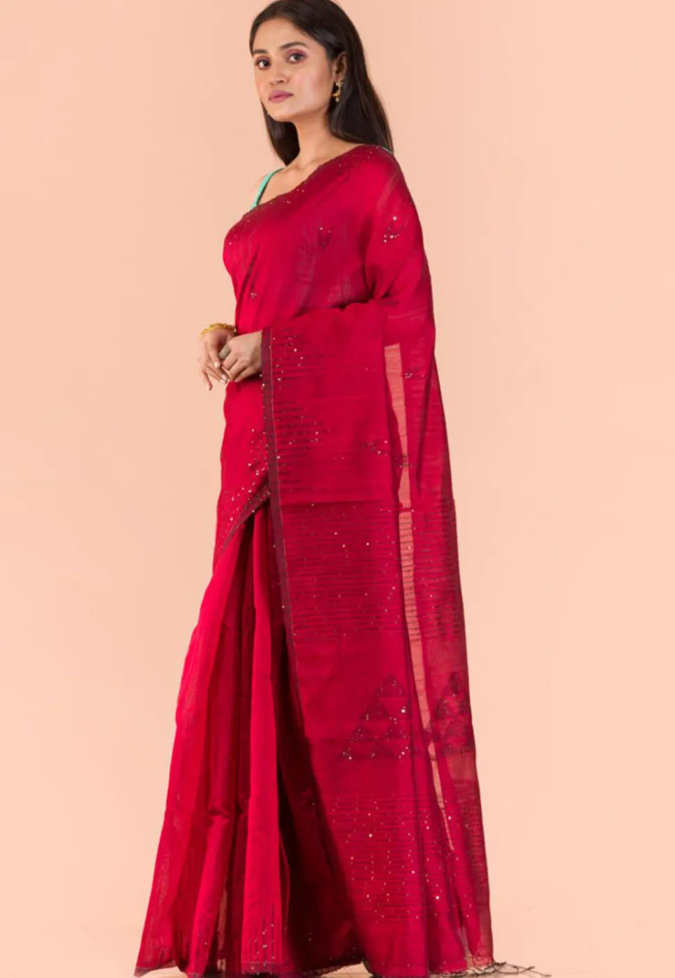 Handloom Cotton Saree in Fuchsia