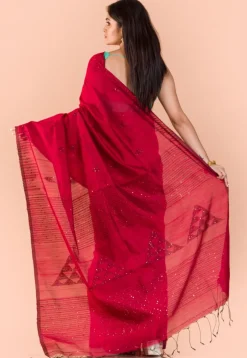 Handloom Cotton Saree in Fuchsia
