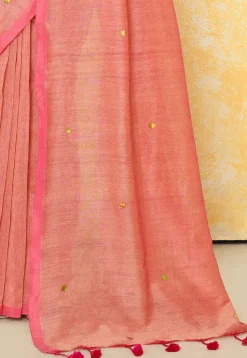Handloom Cotton Saree in Peach