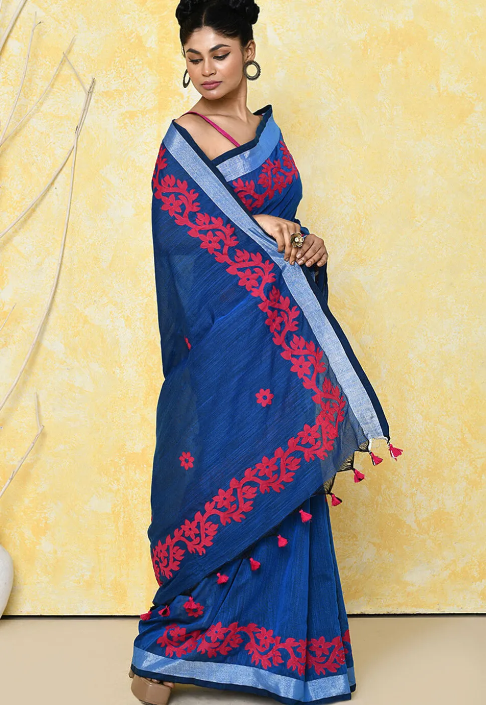 Handloom Cotton Saree in Royal Blue