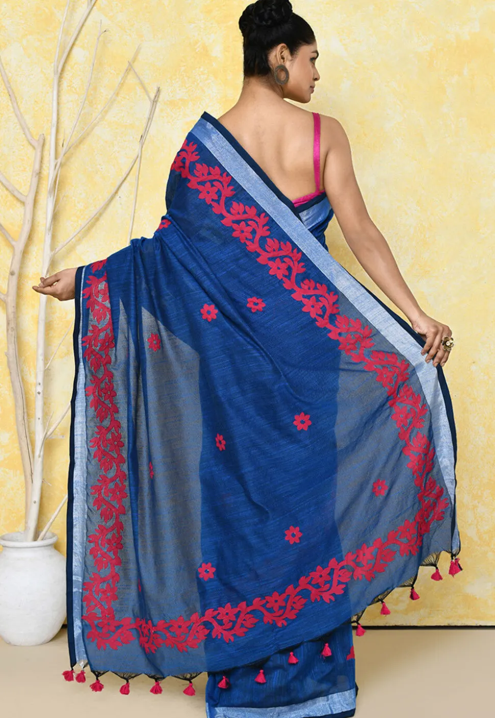 Handloom Cotton Saree in Royal Blue