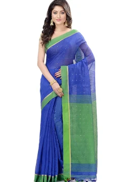 Handloom Cotton Saree in Royal Blue