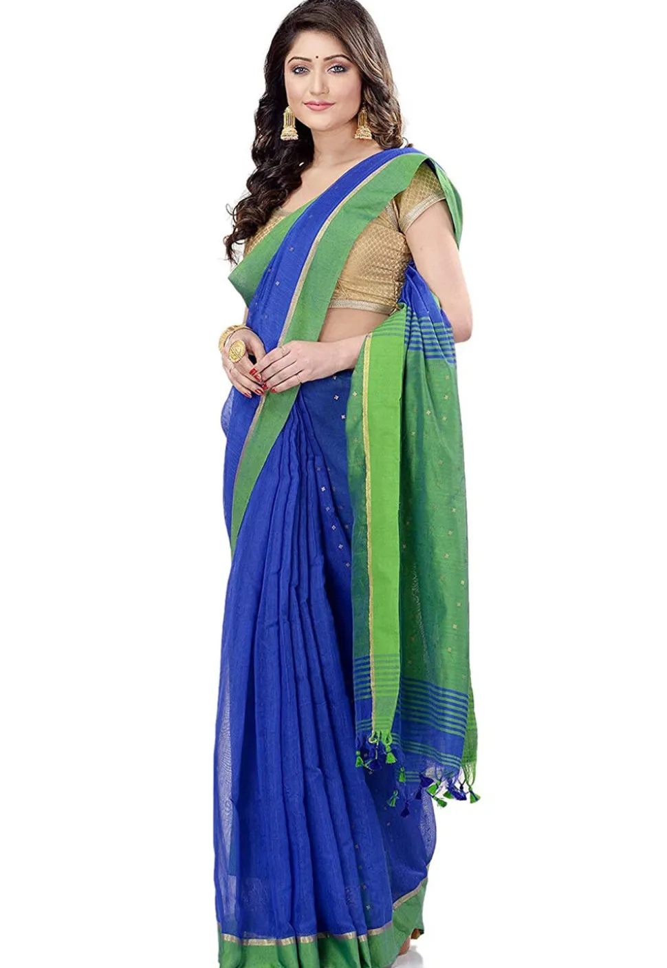 Handloom Cotton Saree in Royal Blue