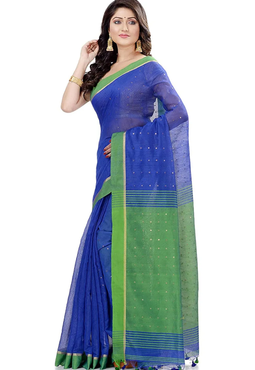 Handloom Cotton Saree in Royal Blue