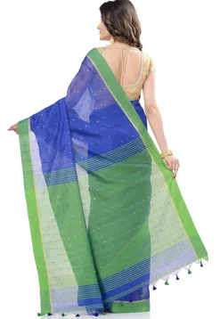 Handloom Cotton Saree in Royal Blue