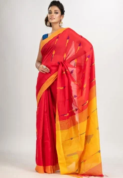Handloom Cotton Saree in Red