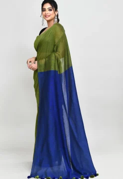 Handloom Cotton Saree in Green
