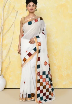 Handloom Cotton Saree in White