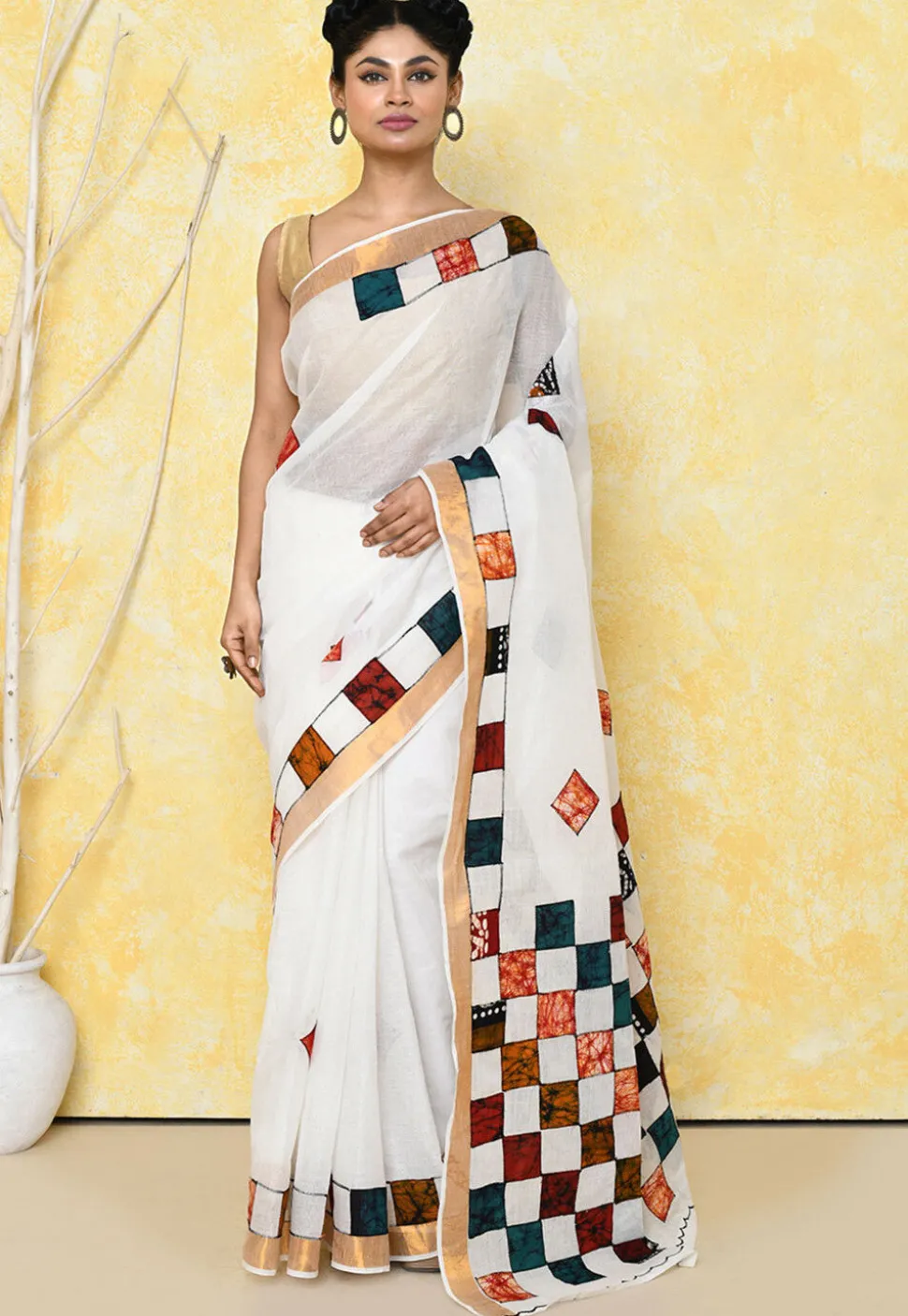 Handloom Cotton Saree in White