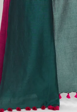 Handloom Cotton Saree in Magenta