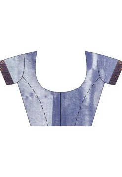 Handloom Cotton Saree in Blue and Dark Beige