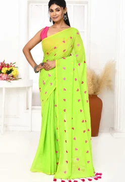 Handloom Cotton Saree in Green