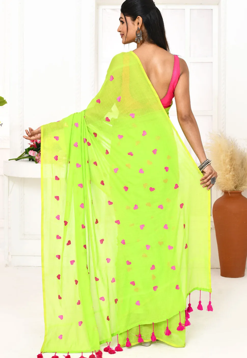 Handloom Cotton Saree in Green