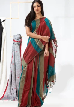 Handloom Cotton Saree in Maroon